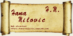 Hana Milović vizit kartica